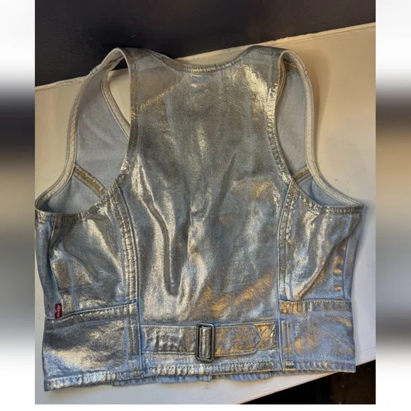 Levi's Mona Metallic Denim Corset Vest NWT Size XS - Picture 4 of 5
